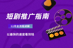 短剧12月份推广指南全流程讲解以最快的速度看到钱-众一创享站